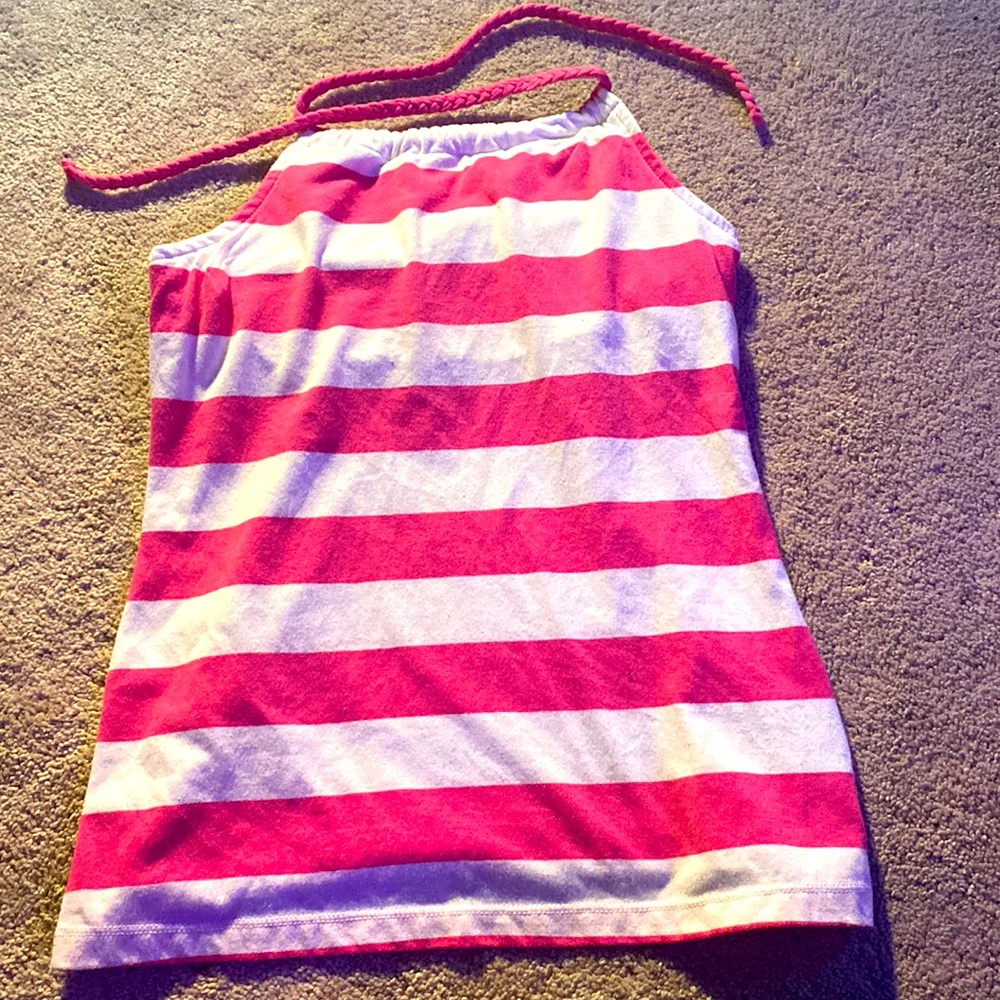 Pink & White Striped Summer Tank Top